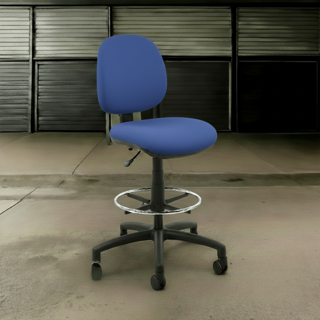 Silla Hood Medio Cashier Cromado - Tela Azul Rey Frente
