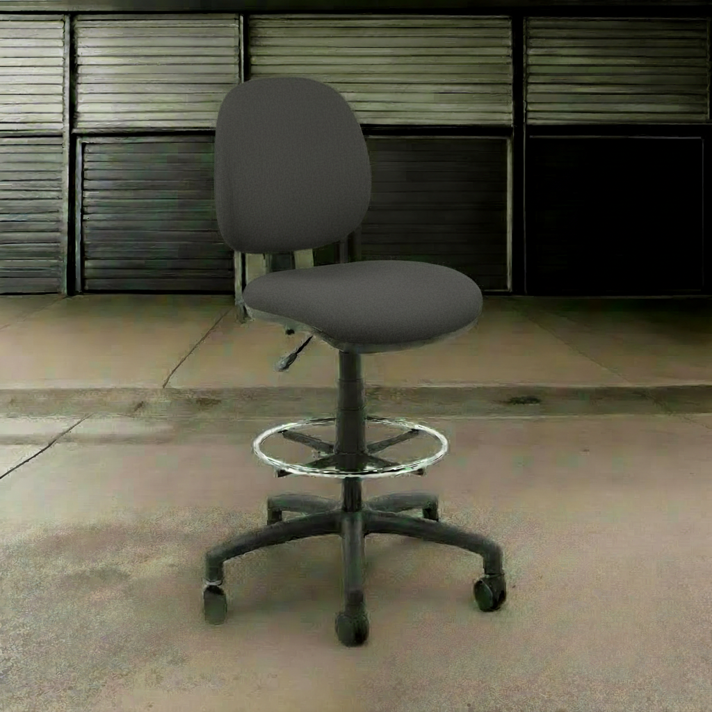 Silla Hood Medio Cashier Cromado - Tela Gris Antracita Liso Frente