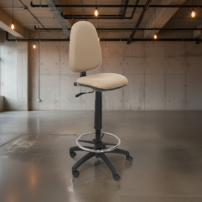 Cajero Alto Fijo Caliente Cromado - Tela Beige/Arena Fondo Loft Industrial