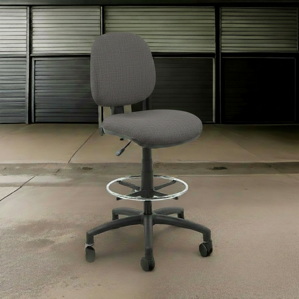 Silla Hood Medio Cashier Cromado - Tela Gris Acero Frente