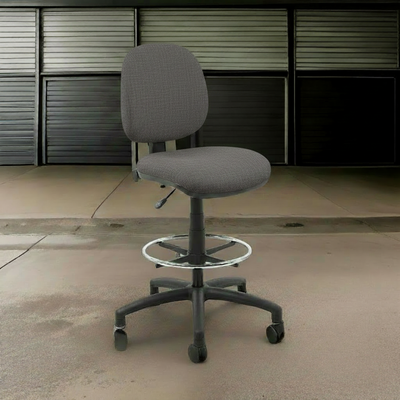 Silla Hood Medio Cashier Cromado - Tela Gris Acero Frente